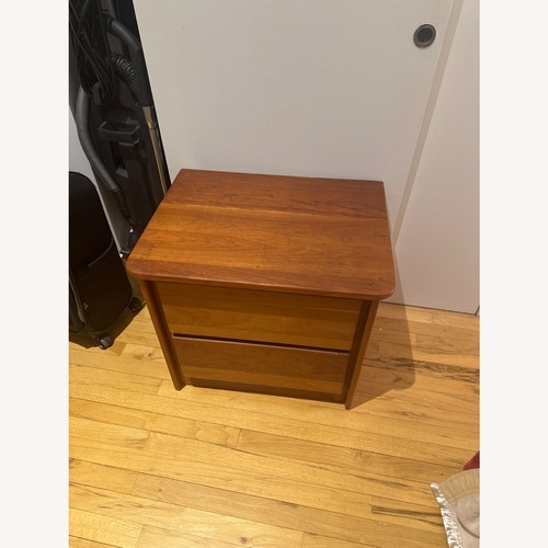 Used  Cherry Wood Nightstand with Two Drawers for sale on AptDeco