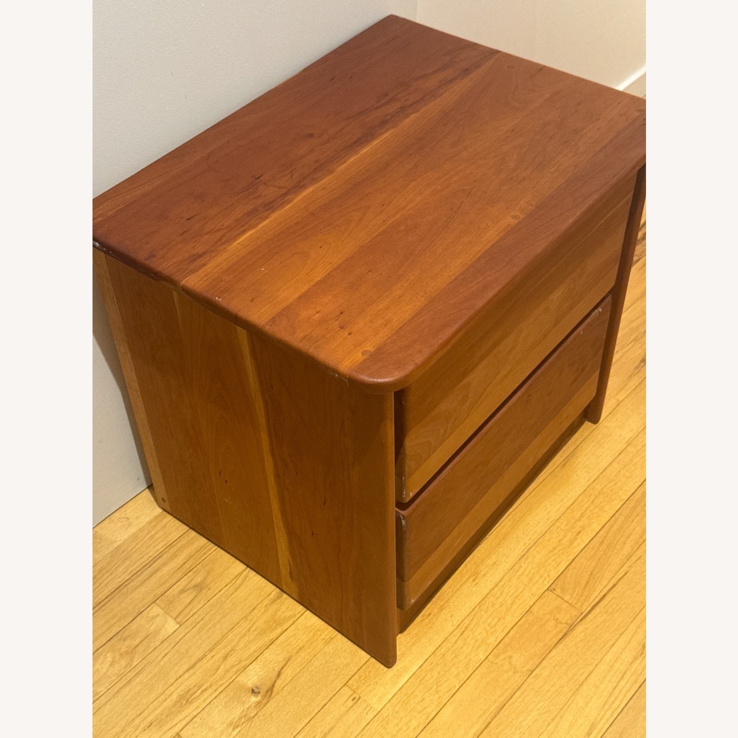  Cherry Wood Nightstand with Two Drawers - image-2