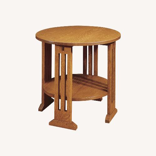 Used Stickley Furniture Dark Brown Round Side Table for sale on AptDeco