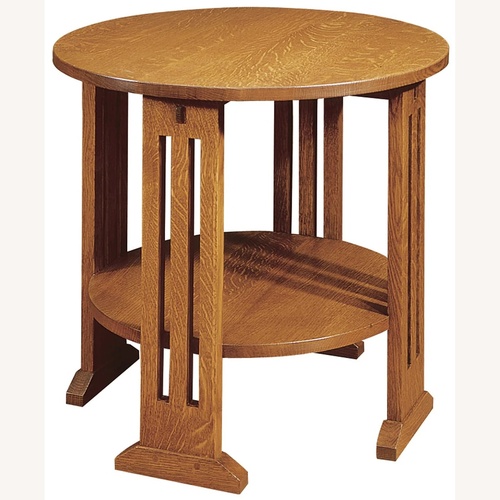 Used Stickley Furniture Dark Brown Round Side Table for sale on AptDeco