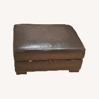 Pottery Barn Dark Brown Leather Ottoman