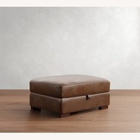 Pottery Barn Dark Brown Leather Ottoman