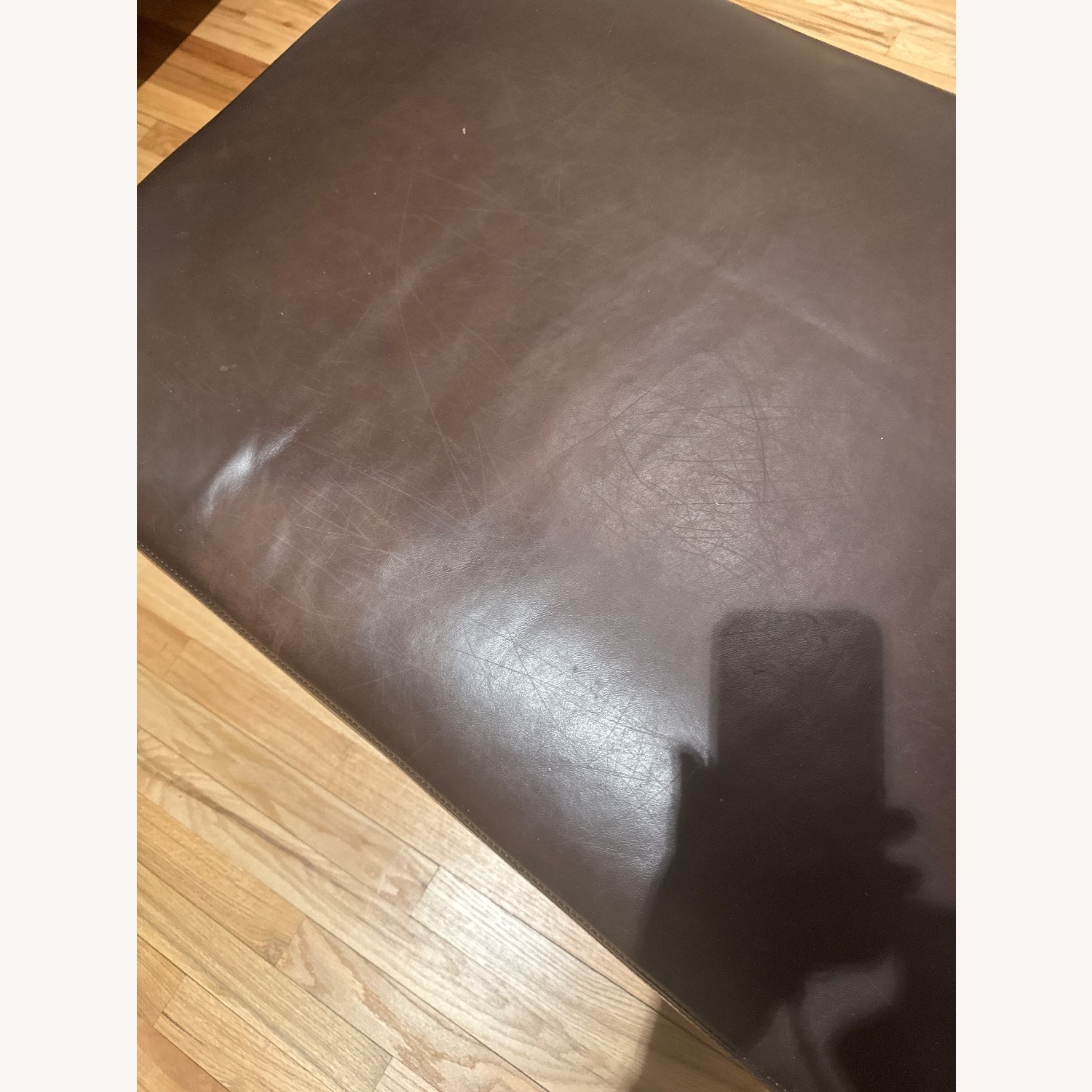 Pottery Barn Dark Brown Leather Ottoman - image-3