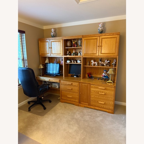 Used Natural Wood Office Desk Wall Unit for sale on AptDeco