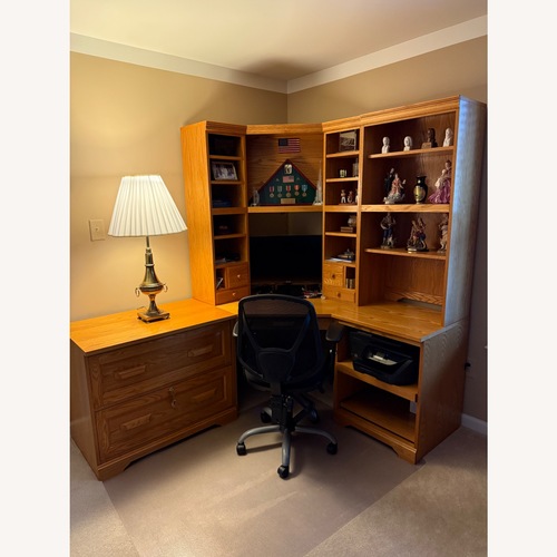 Used Natural Wood Office Desk Wall Unit for sale on AptDeco
