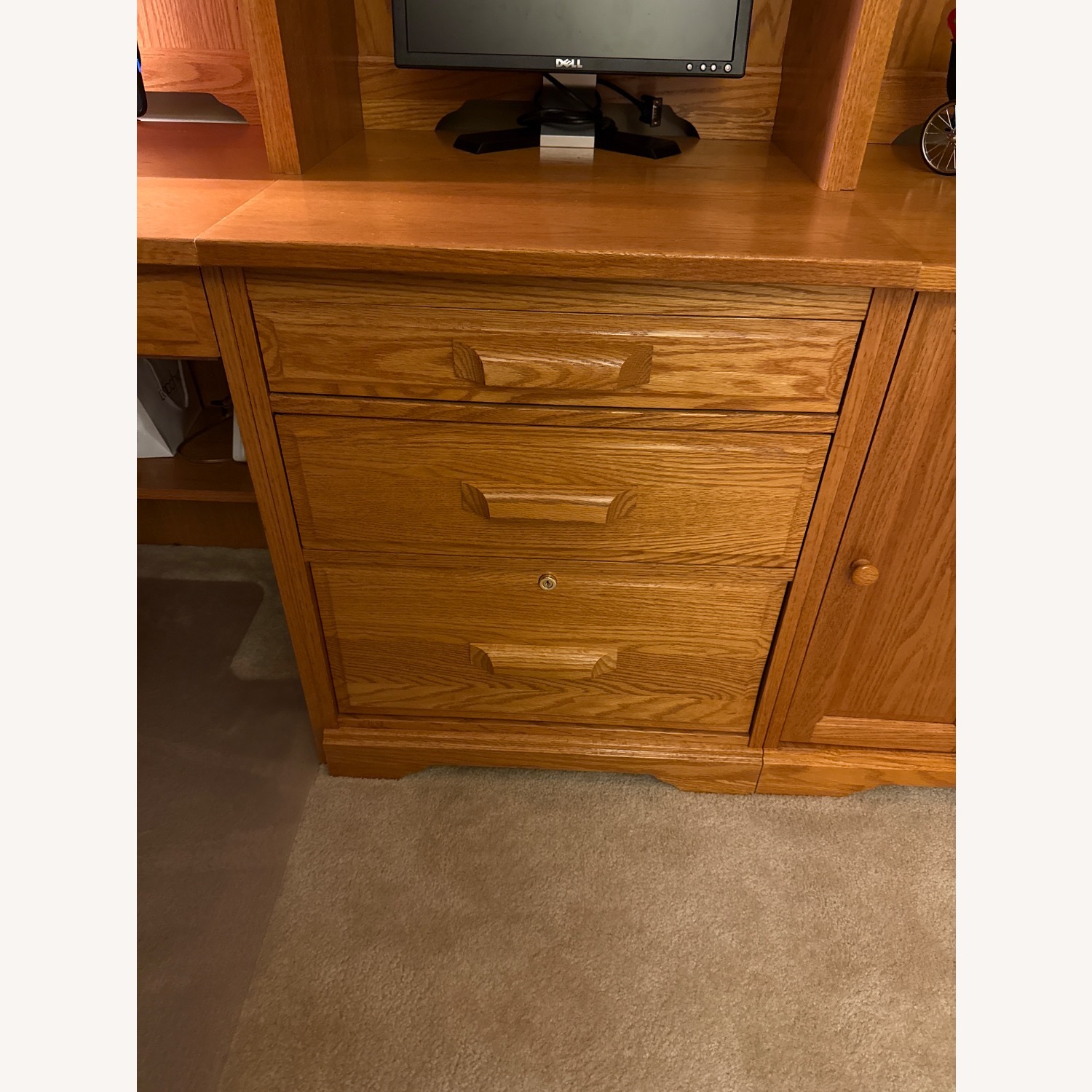 Natural Wood Office Desk Wall Unit - image-5