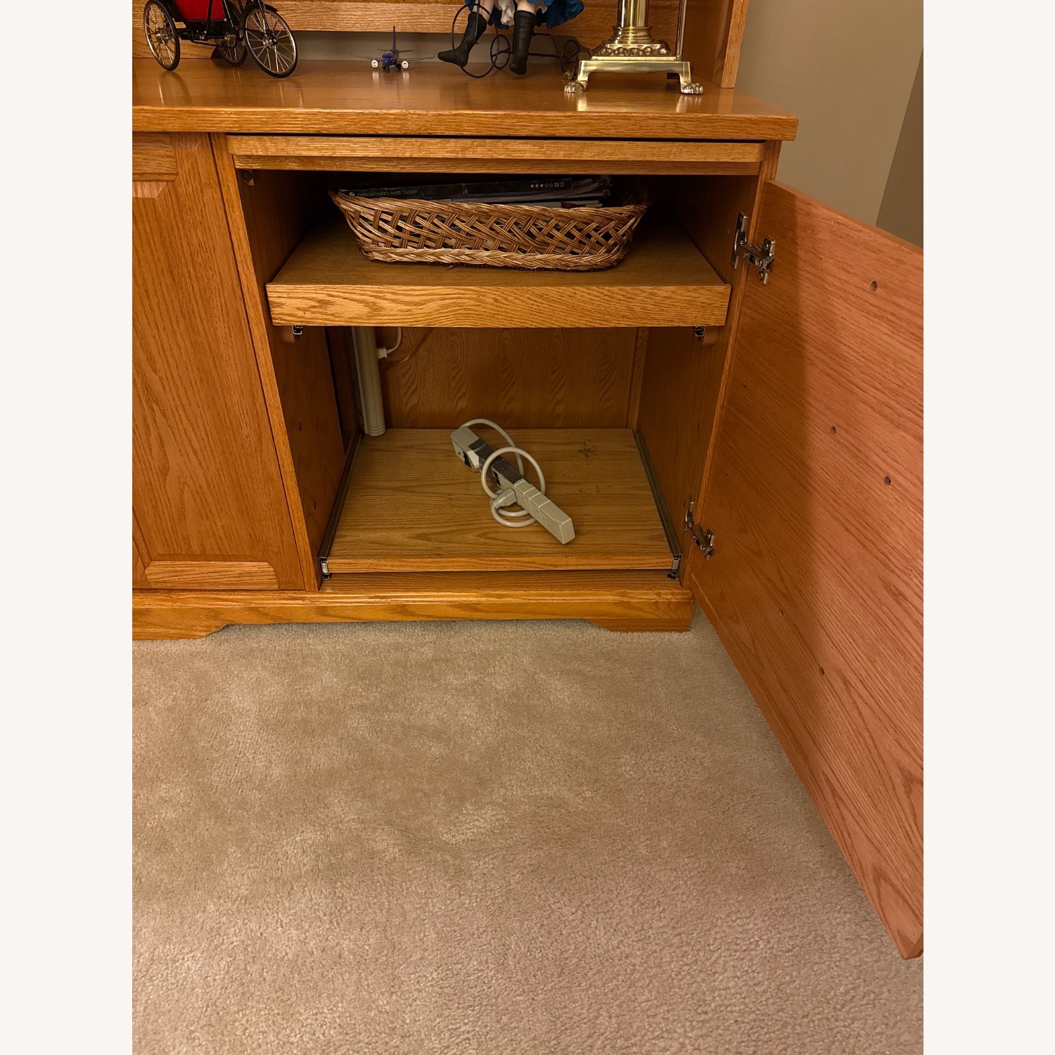 Natural Wood Office Desk Wall Unit - image-7