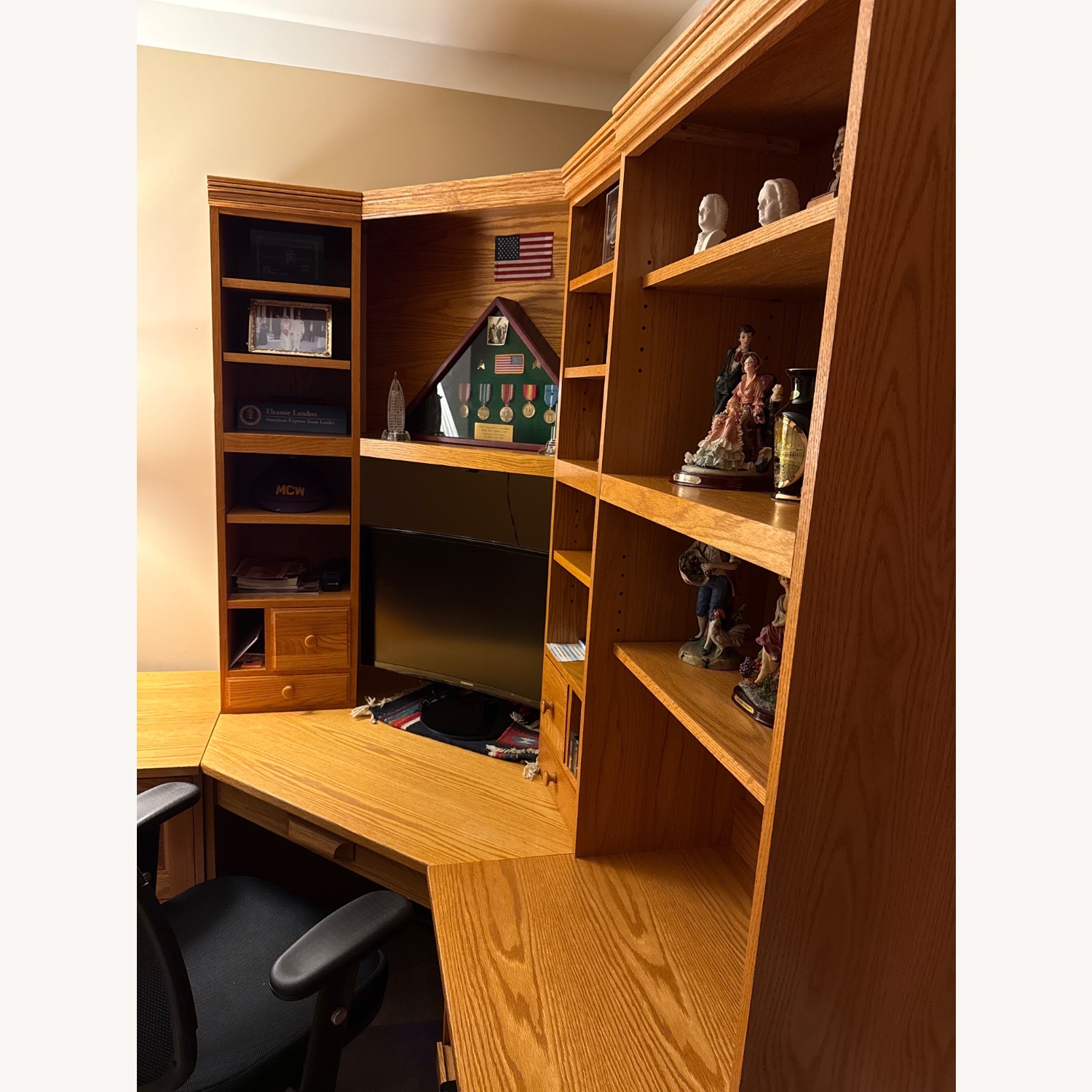 Natural Wood Office Desk Wall Unit - image-10