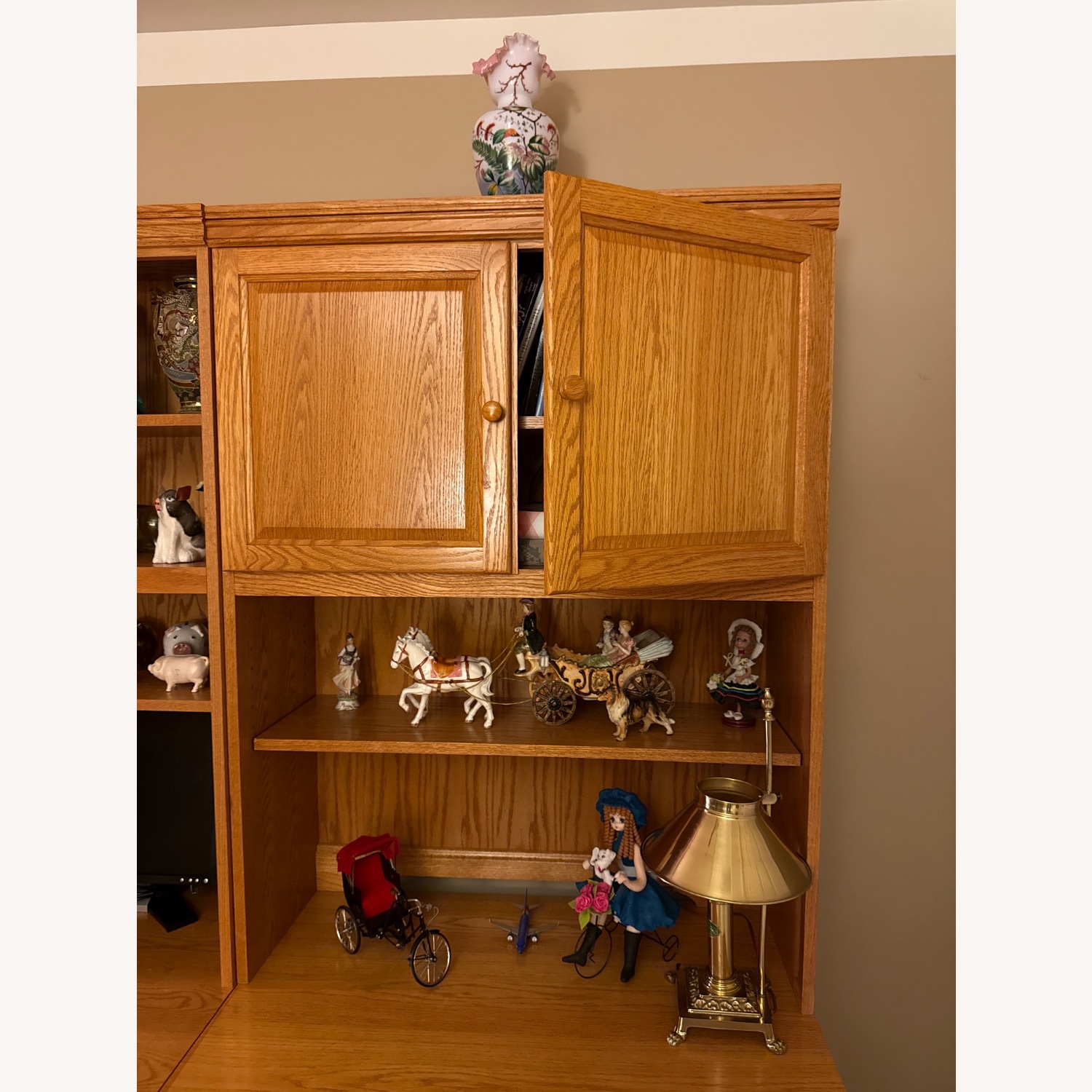 Natural Wood Office Desk Wall Unit - image-8