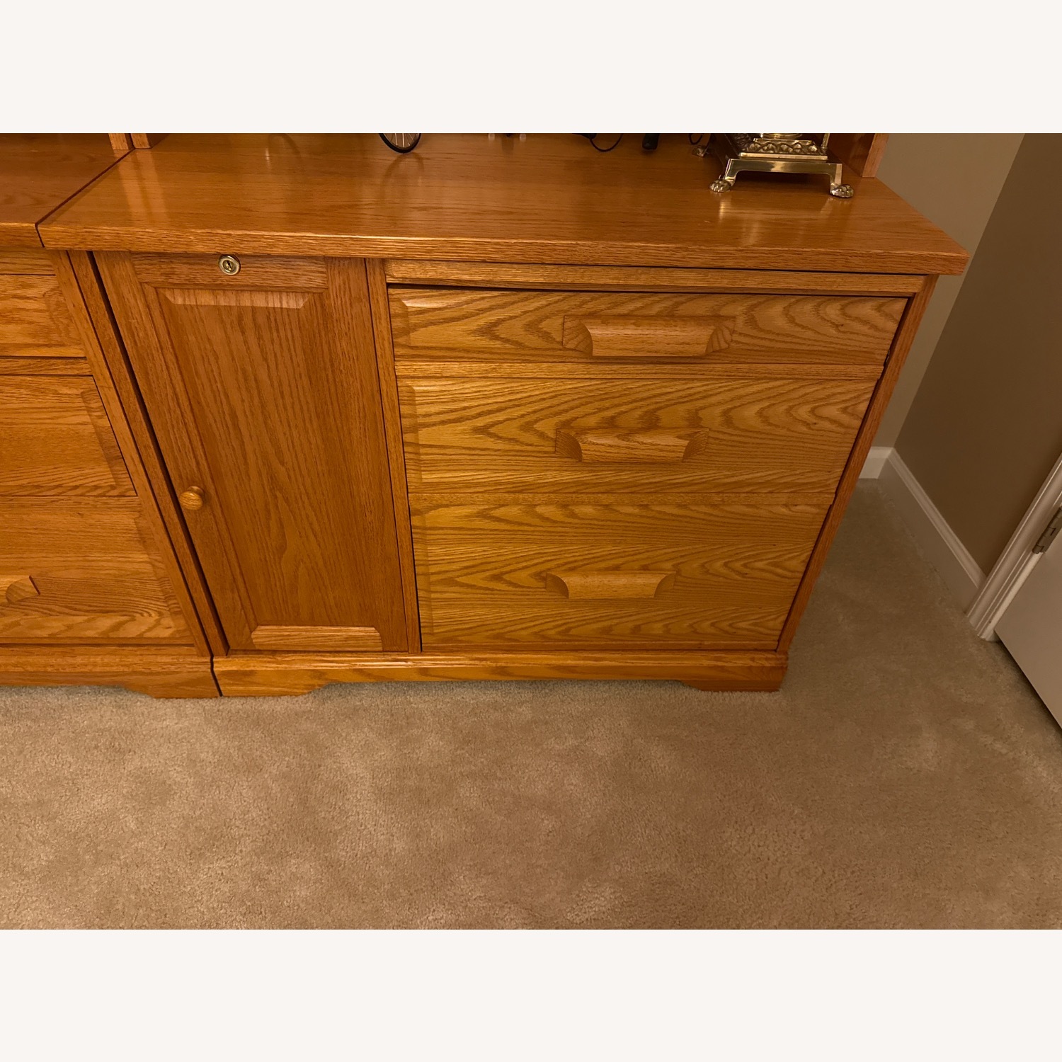 Natural Wood Office Desk Wall Unit - image-4