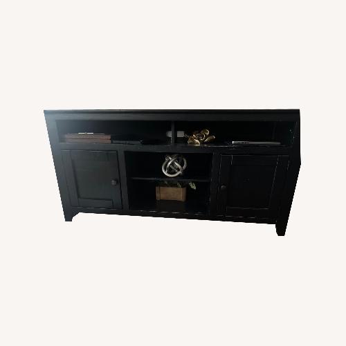 Used Living Spaces Black Wood Media Storage for sale on AptDeco