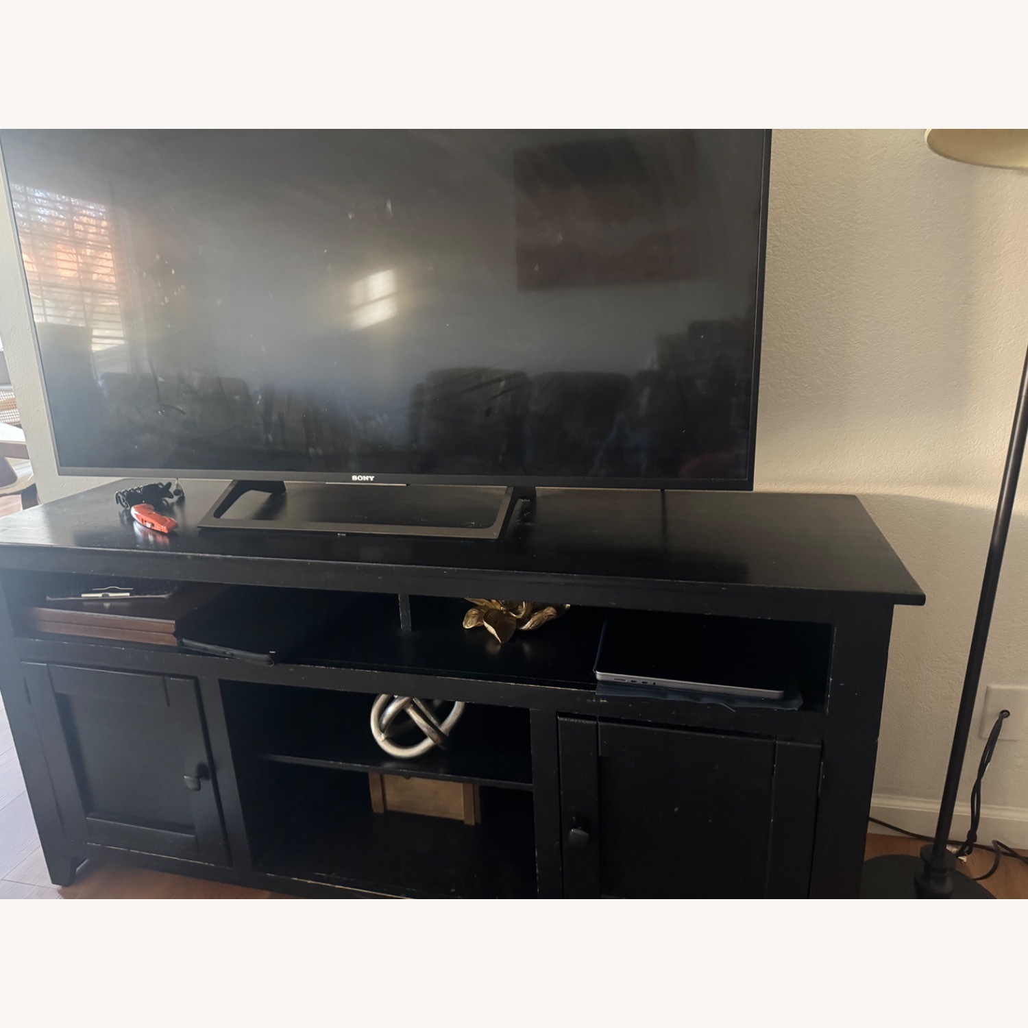 Living Spaces Black Wood Media Storage - image-4