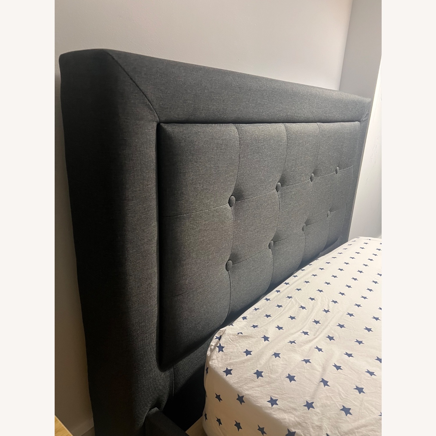 Dark Gray Fabric Twin Bed - image-2