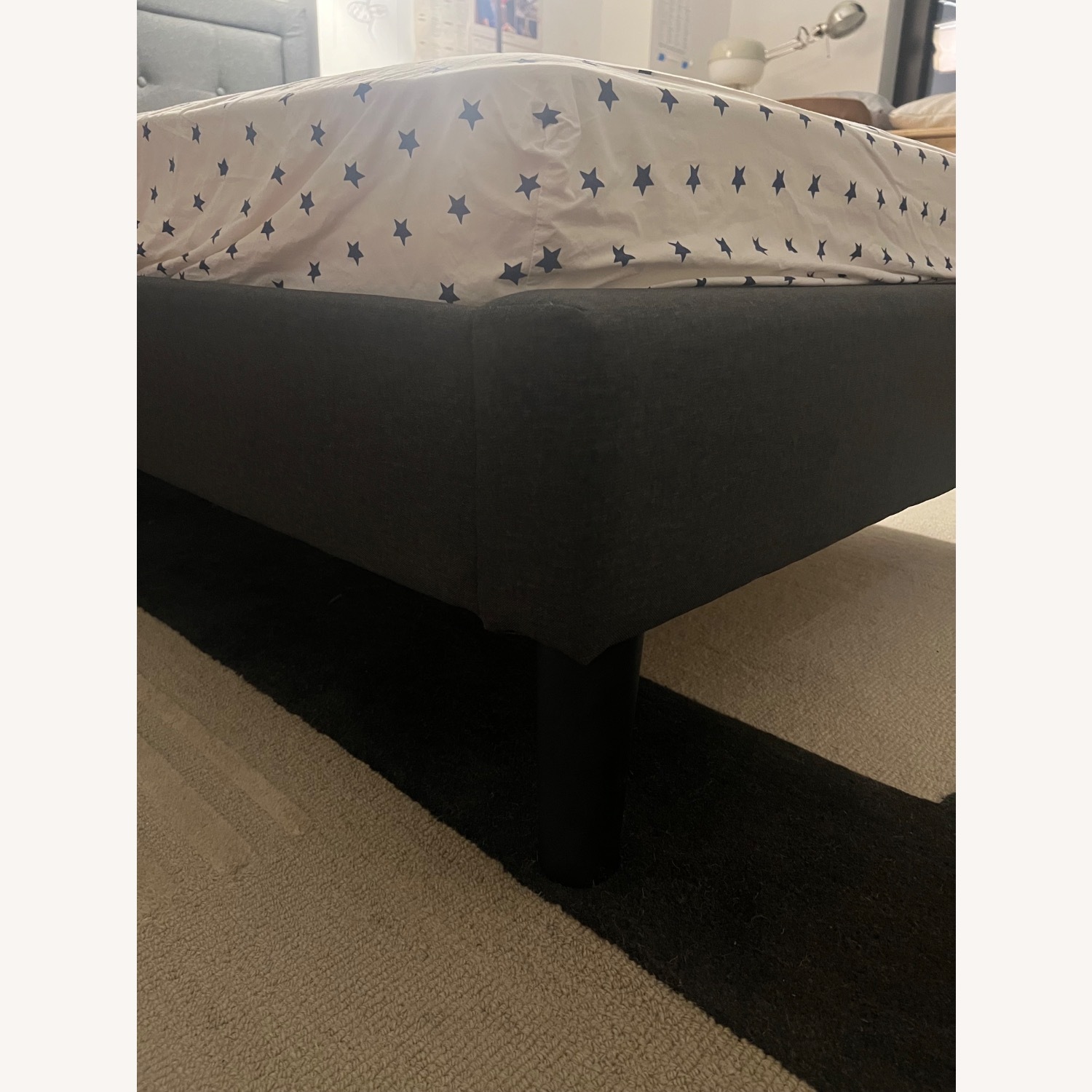 Dark Gray Fabric Twin Bed - image-3