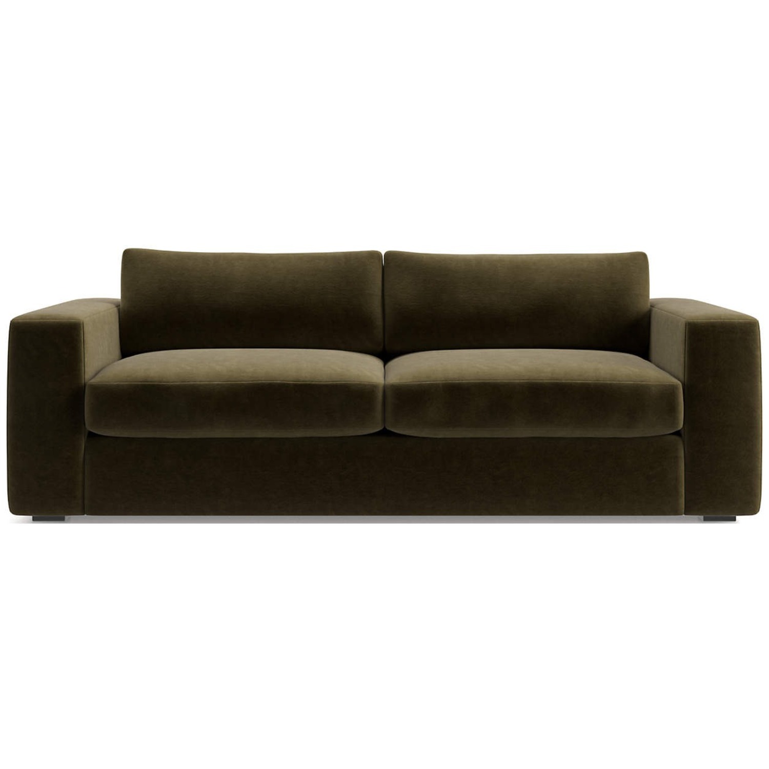 Crate & Barrel Oceanside Sofa Velvet Como Olive - image-1