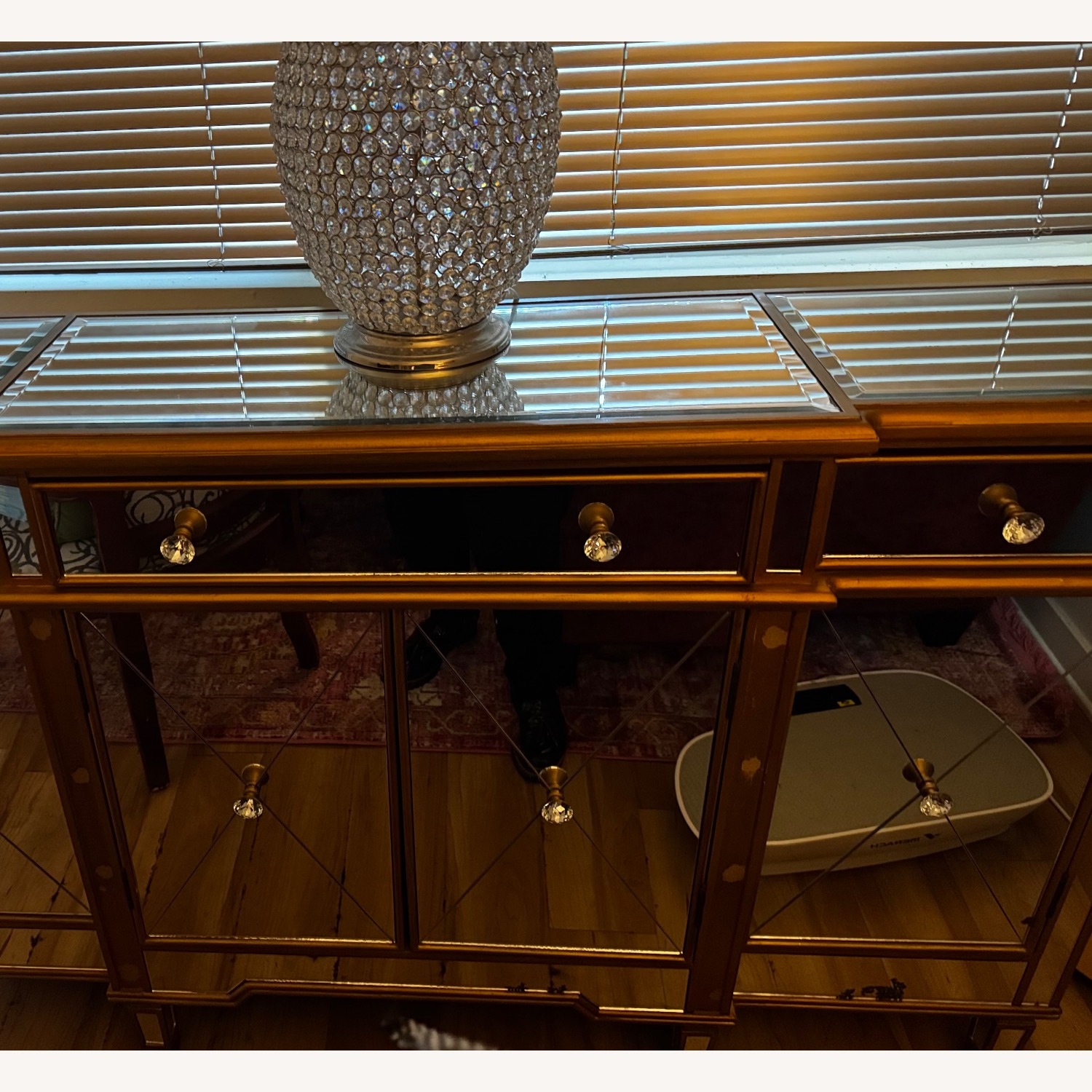 Ashley Mirrored Glass & Gold Crendenza - image-11