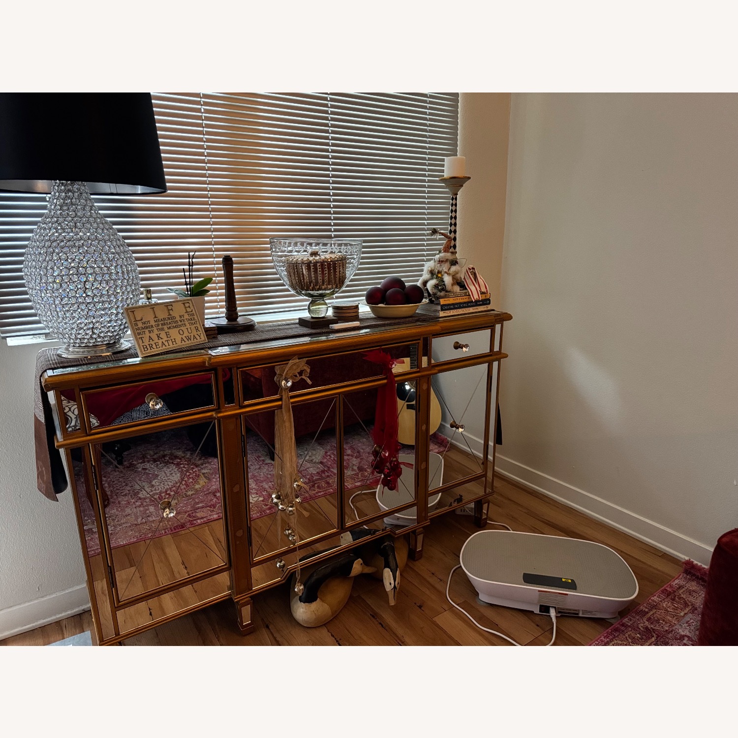 Ashley Mirrored Glass & Gold Crendenza - image-1