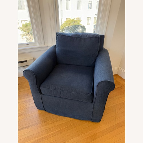 Used Pottery Barn Blue Armchair for sale on AptDeco