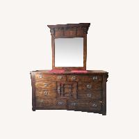Hampton Row Dark Brown Wood Dresser & Mirror