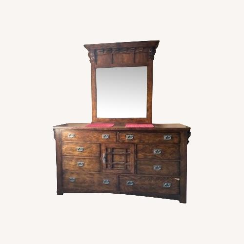 Used Hampton Row Dark Brown Wood Dresser & Mirror for sale on AptDeco