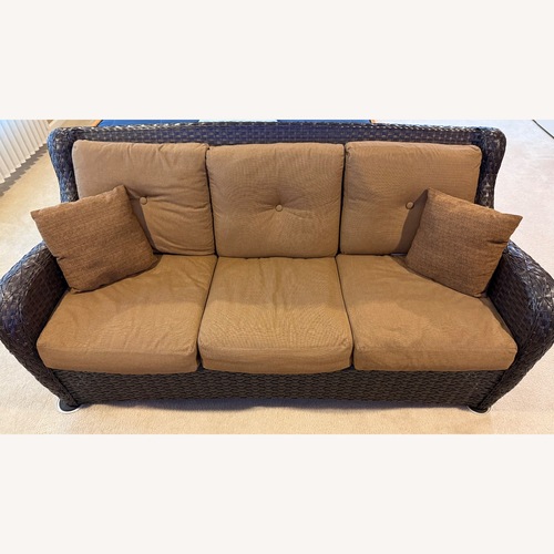 Used Dark Brown Rattan Patio Furniture for sale on AptDeco