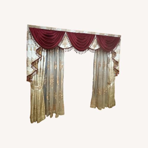 Used Taylor Made Custom Furniture Gold Fabric Curtains for sale on AptDeco