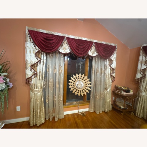 Used Taylor Made Custom Furniture Gold Fabric Curtains for sale on AptDeco
