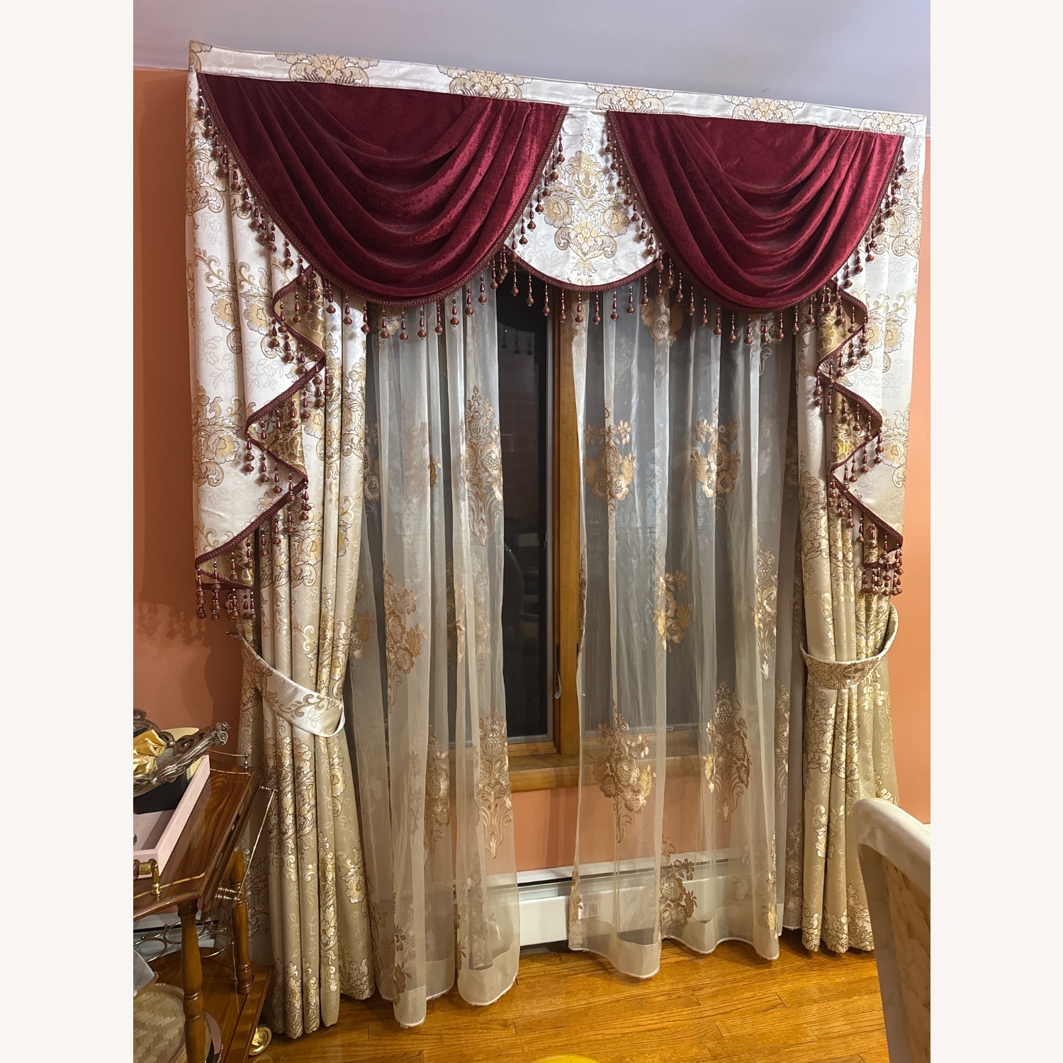 Taylor Made Custom Furniture Gold Fabric Curtains - image-2