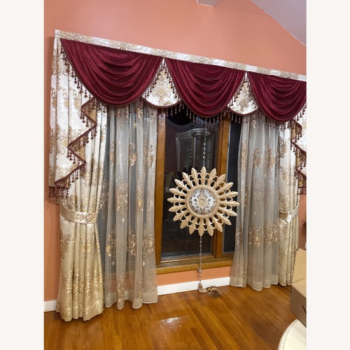 Used Taylor Made Custom Furniture Gold Fabric Curtains for sale on AptDeco