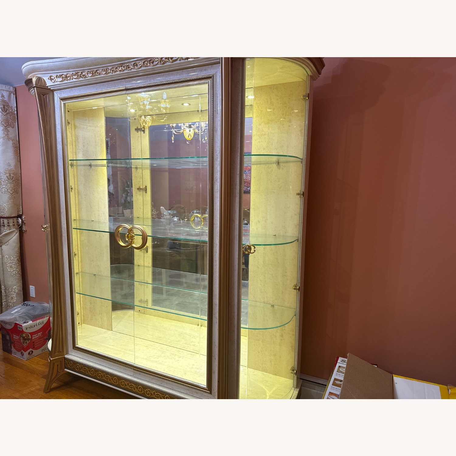 Arredo Classice Made In Itlay Gold Glass Armoire - image-3