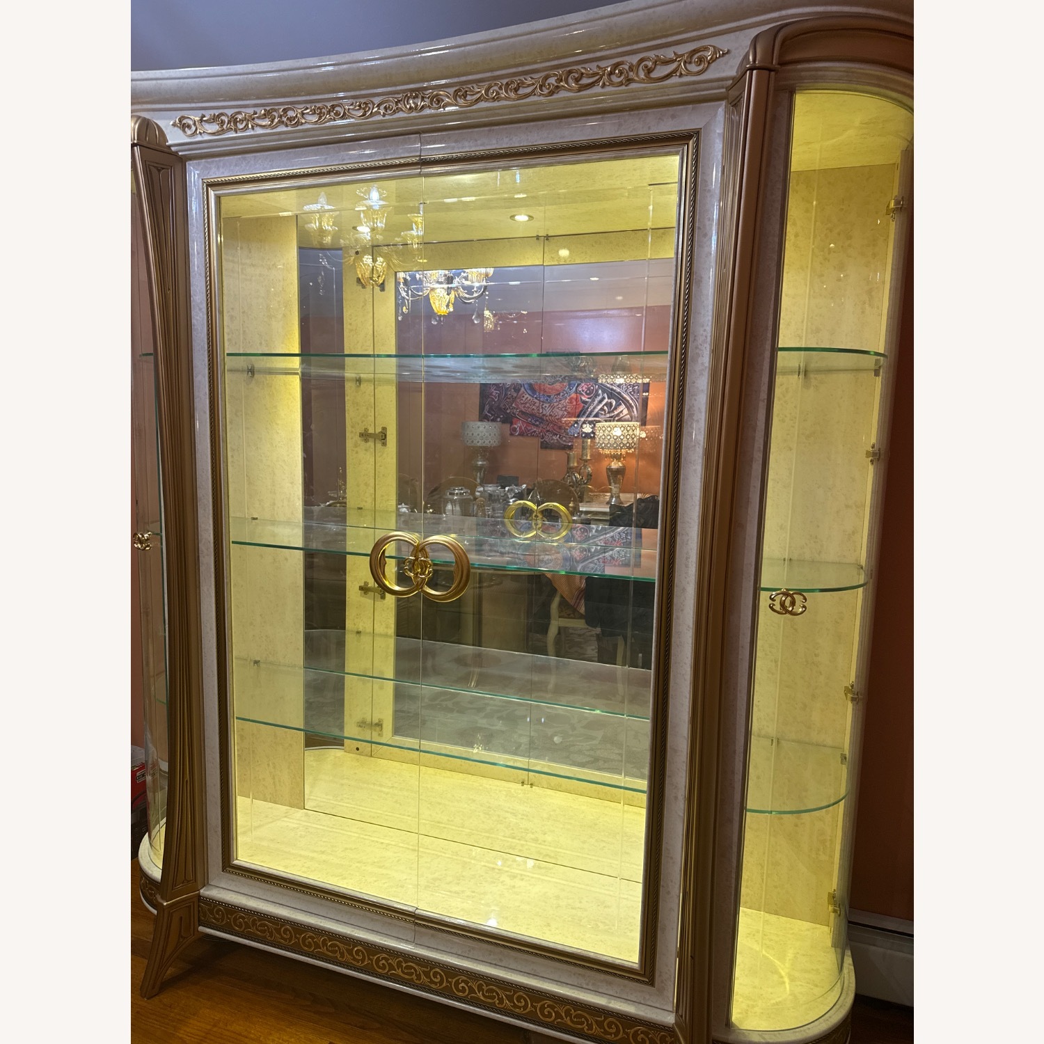 Arredo Classice Made In Itlay Gold Glass Armoire - image-2