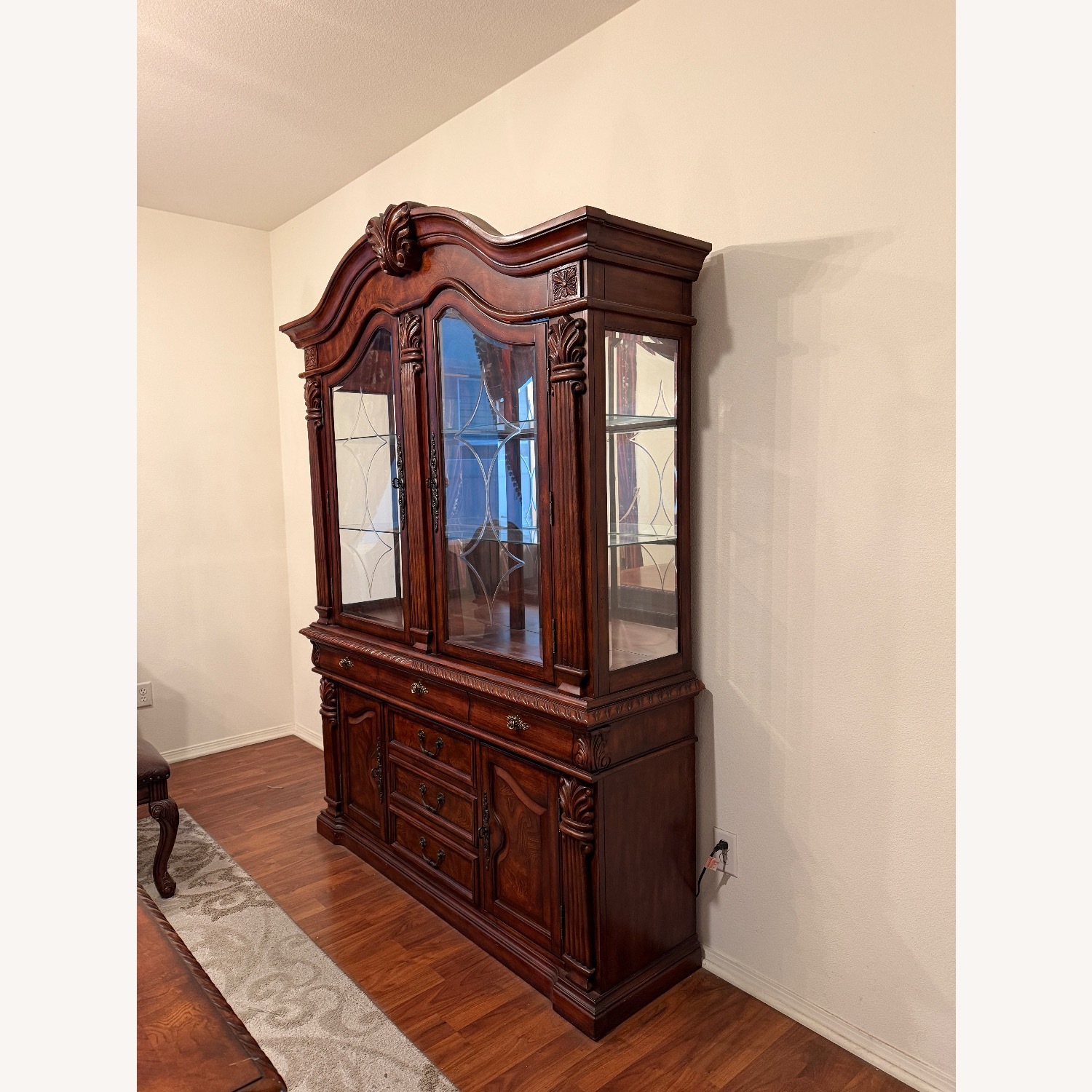 Ashley Wood China Cabinet Display Hutch with Lights - image-2