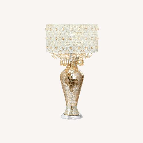 Used River of Goods Solvang Jeweled Metal/Mosaic Base Cascading Crystal Table Lamp for sale on AptDeco
