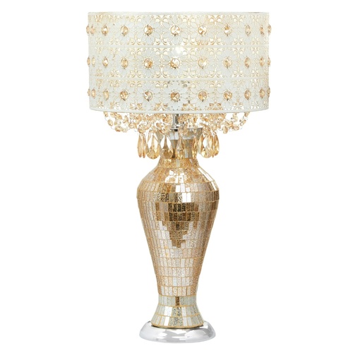 Used River of Goods Solvang Jeweled Metal/Mosaic Base Cascading Crystal Table Lamp  for sale on AptDeco
