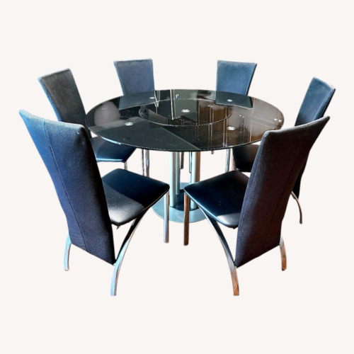 Used Coaster Fine Furniture Black Glass Dining Set for sale on AptDeco