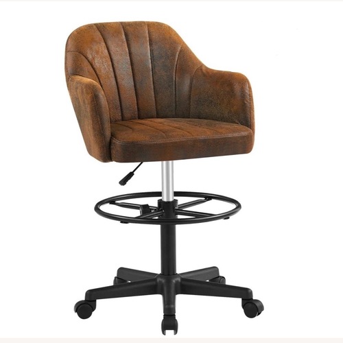 Used Amazon Dark Brown Faux Leather Office Chair for sale on AptDeco