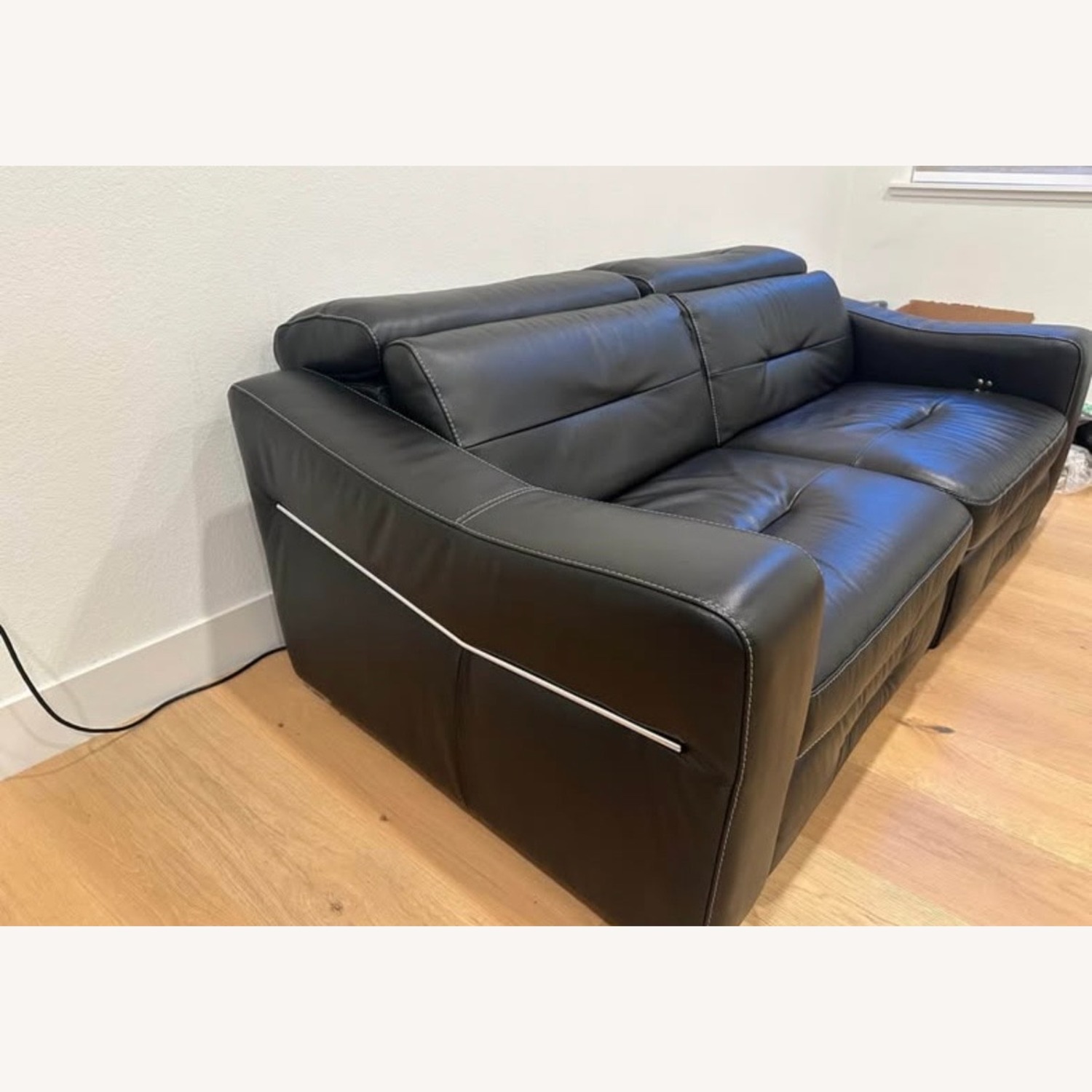 Natuzzi  Black Leather 2 Seater Sofa - image-1