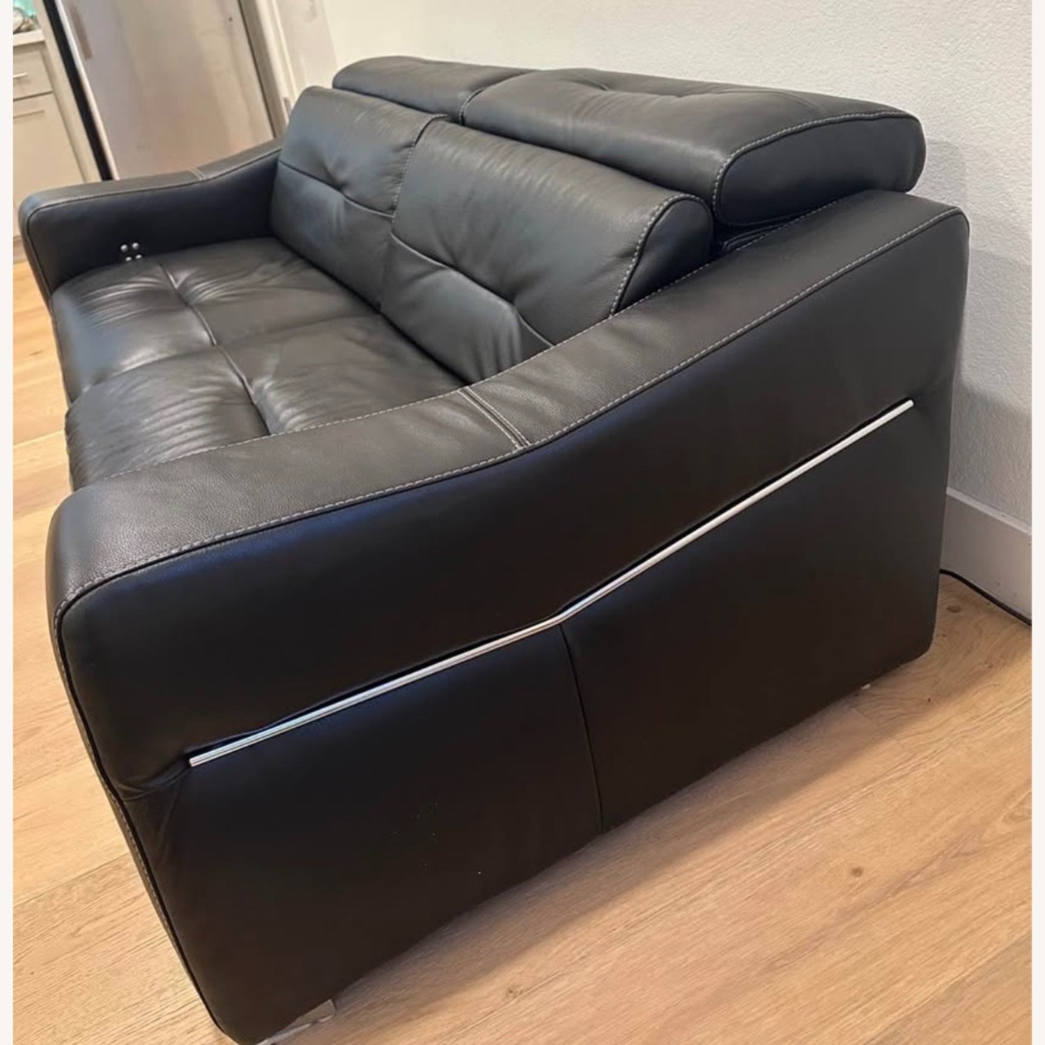 Natuzzi  Black Leather 2 Seater Sofa - image-2