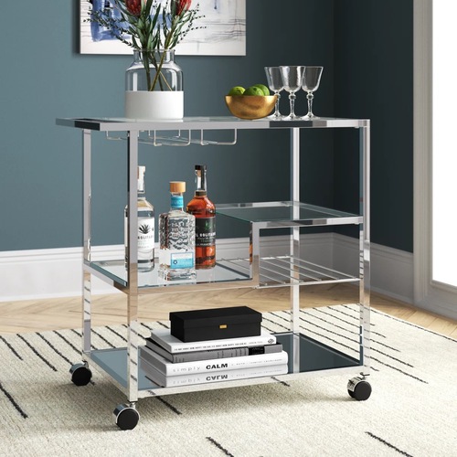 Used Mercury Row Valenza Silver Bar Cart for sale on AptDeco