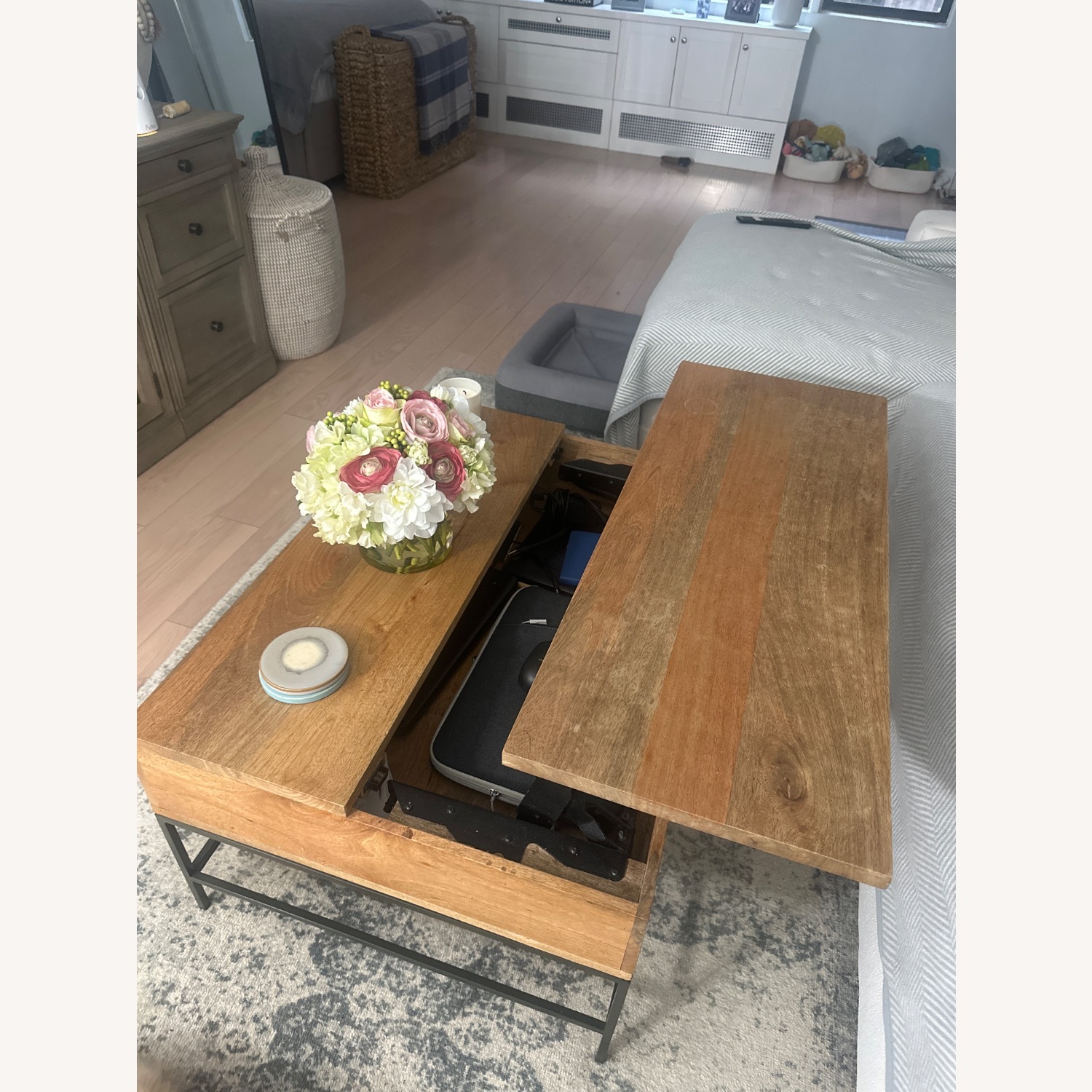 West Elm Industrial Storage Pop Up Coffee Table - image-4