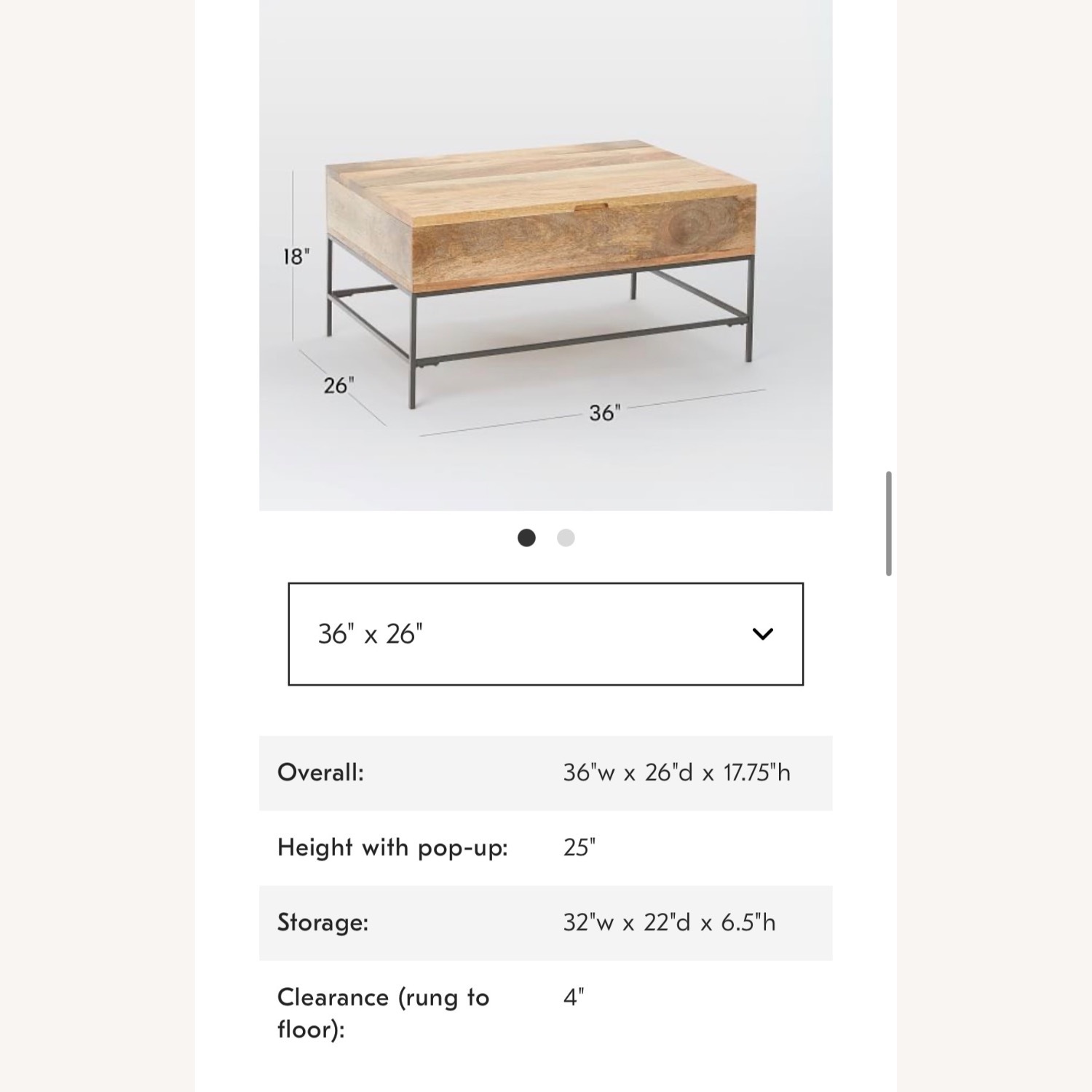 West Elm Industrial Pop-Up Coffee Table - image-6