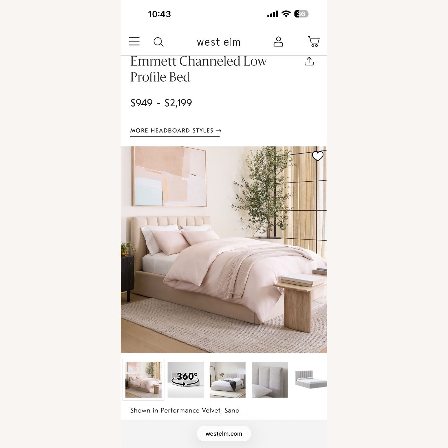 West Elm Natural Emmett Channeled Low Profile Bed - image-9