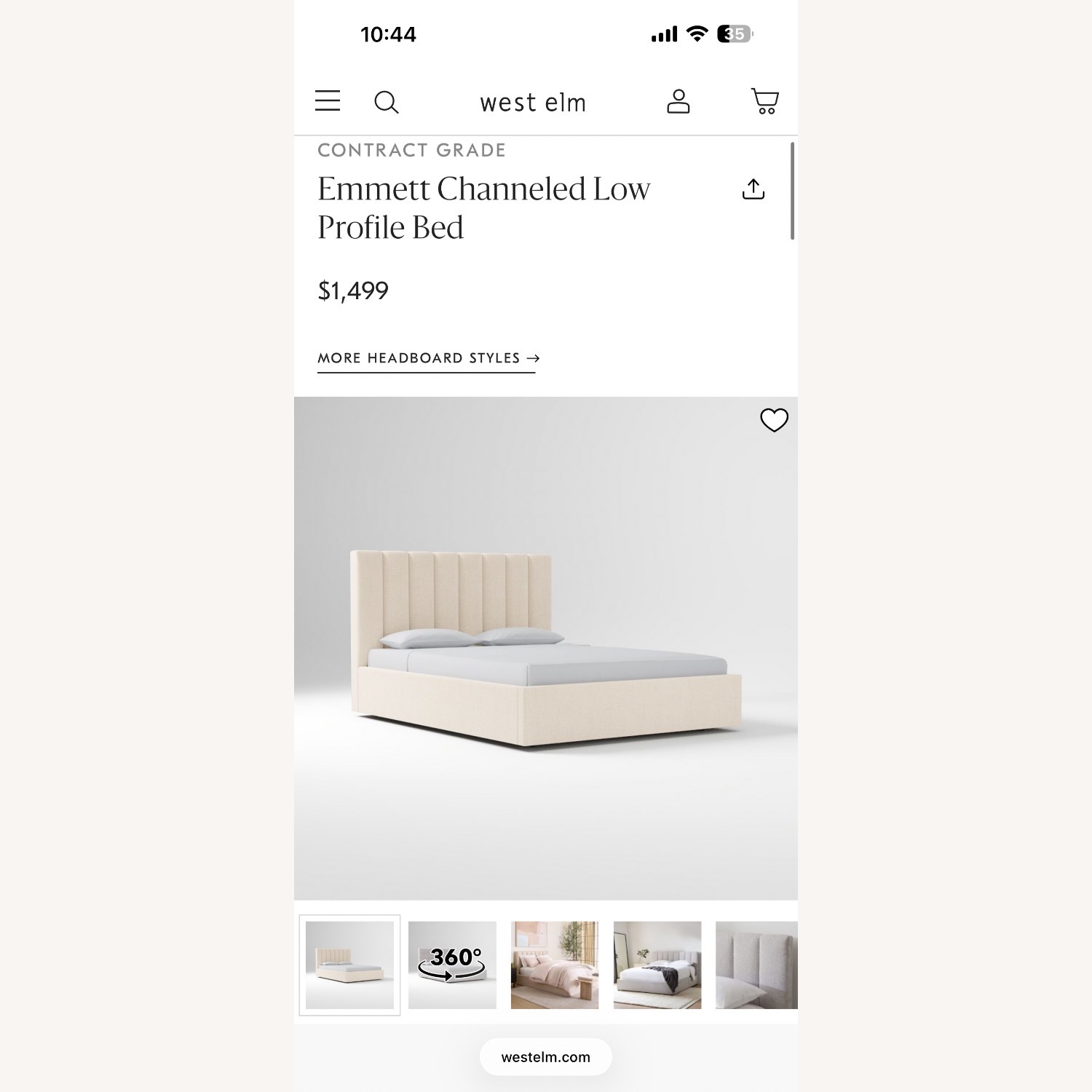West Elm Natural Emmett Channeled Low Profile Bed - image-10