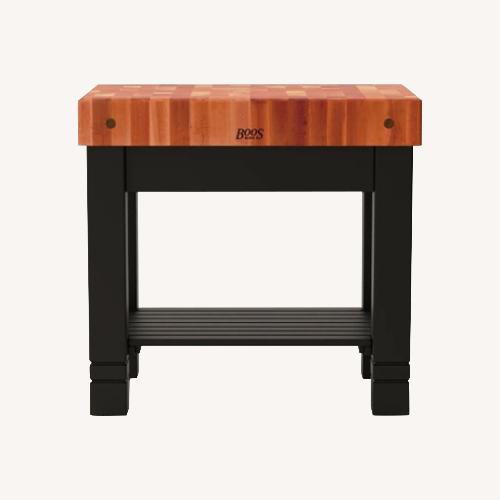 Used John Boos Black Wood Kitchen Island for sale on AptDeco