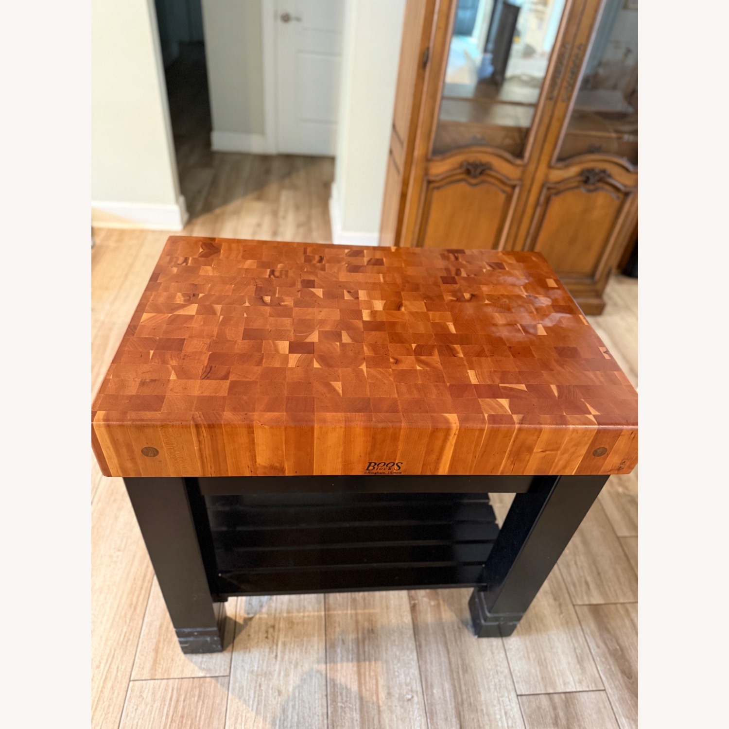 John Boos Black Wood Kitchen Island - image-3