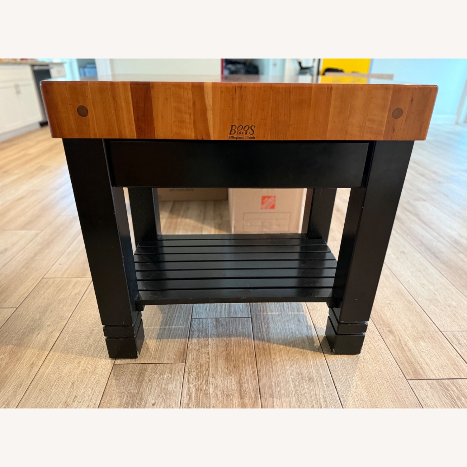 John Boos Black Wood Kitchen Island - image-2