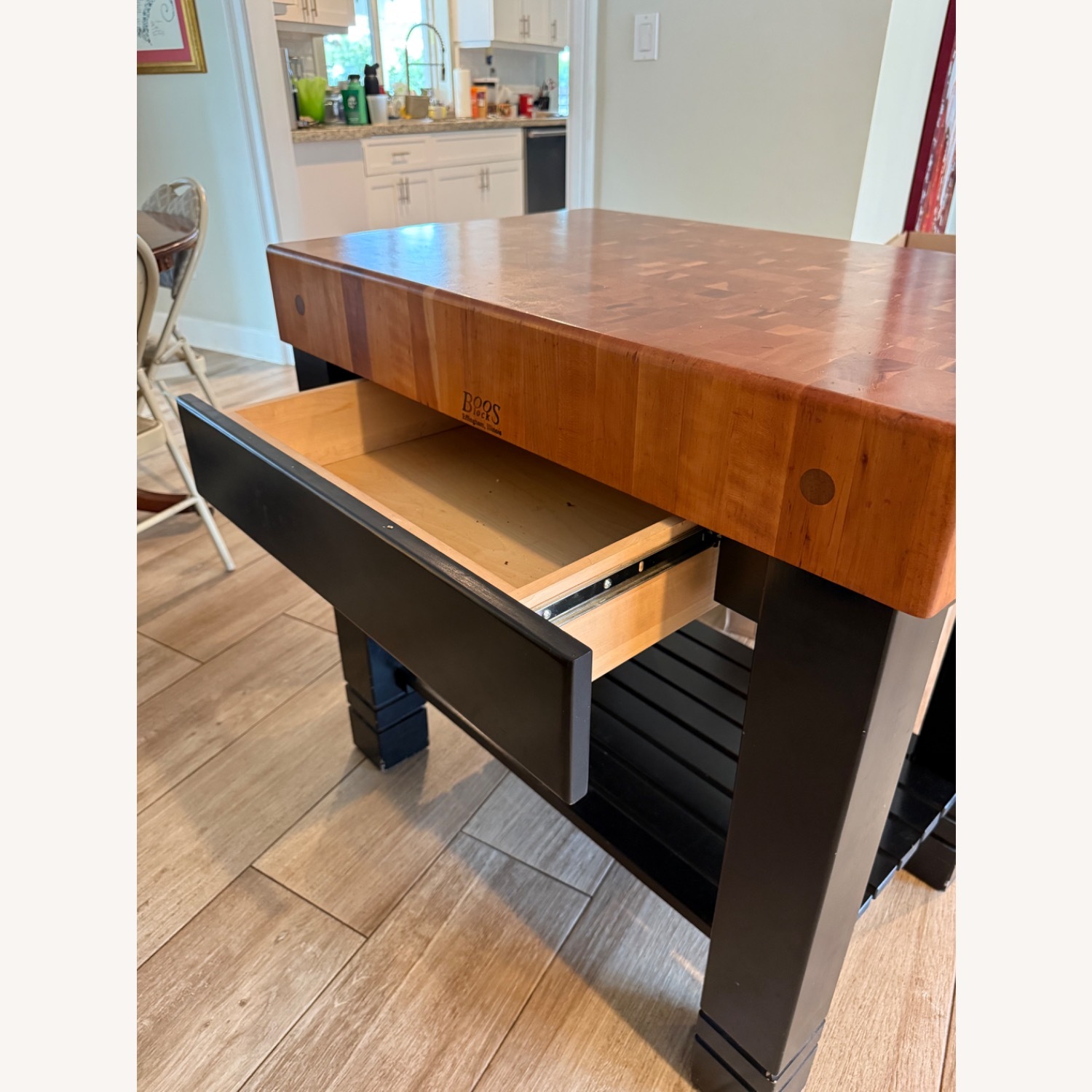 John Boos Black Wood Kitchen Island - image-6