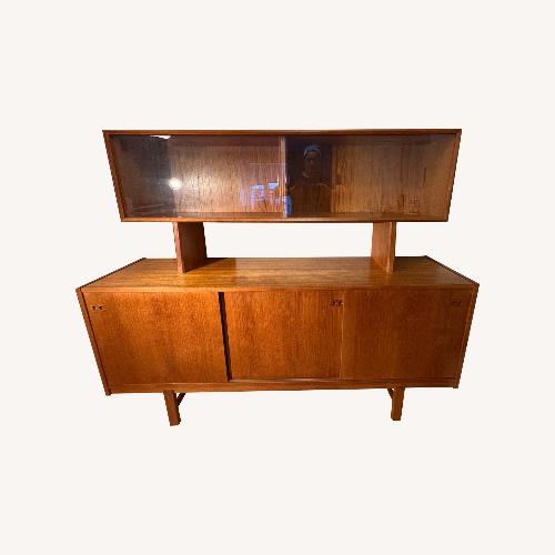 Used Danish Modern Teak Credenza With Display Case for sale on AptDeco