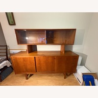 Danish Modern Teak Credenza With Display Case