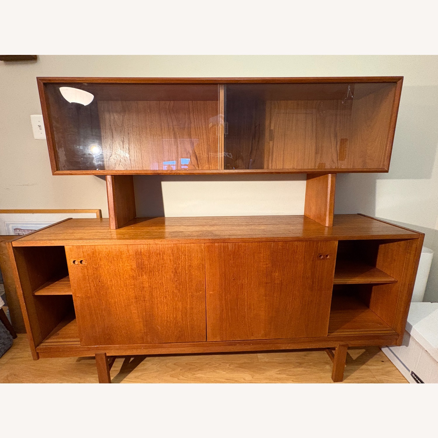 Danish Modern Teak Credenza With Display Case - image-1